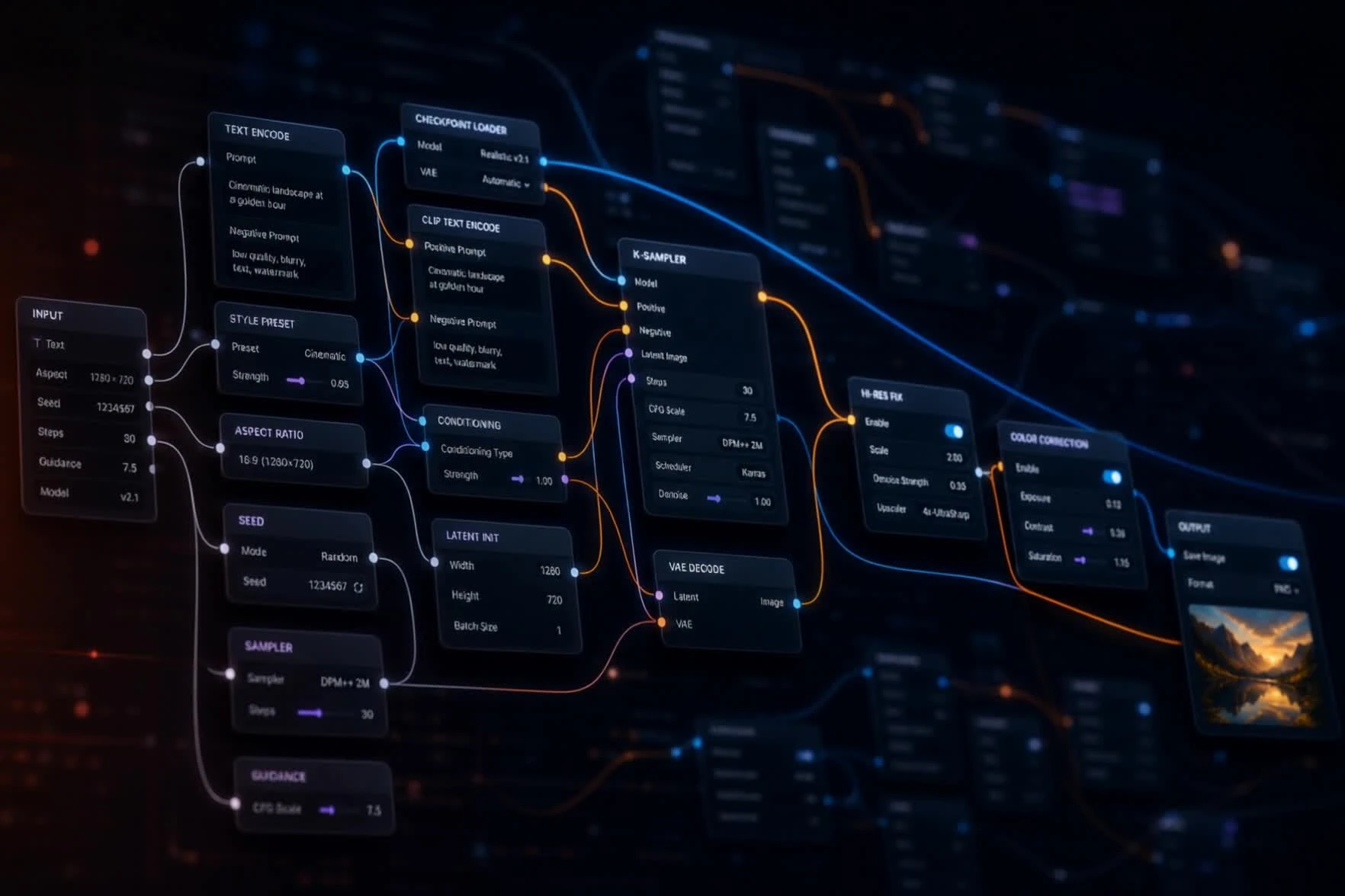 Конструктор Flow: ноды нейросетей в одной цепочке